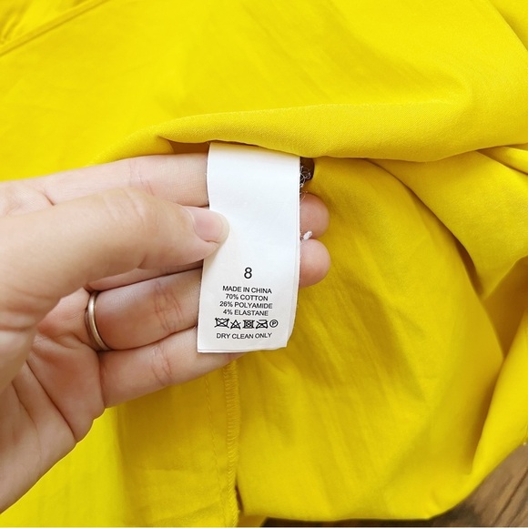 Kate Spade • Poplin Ruffle Tiered Dress mustard yellow gold cotton maxi midi - Picture 10 of 14